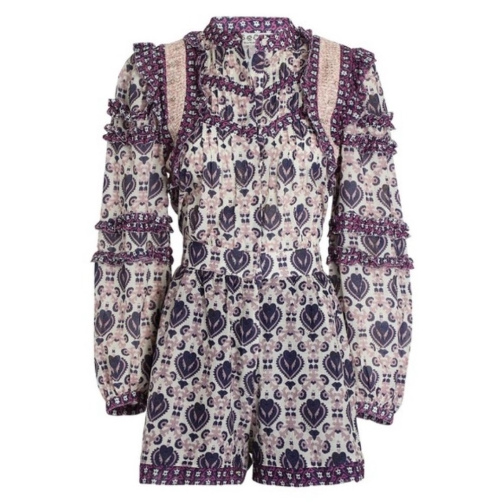 Sea New York Brigitte Border Long Sleeve Romper Size 12 Multicolor Purple NWOT - Picture 5 of 16